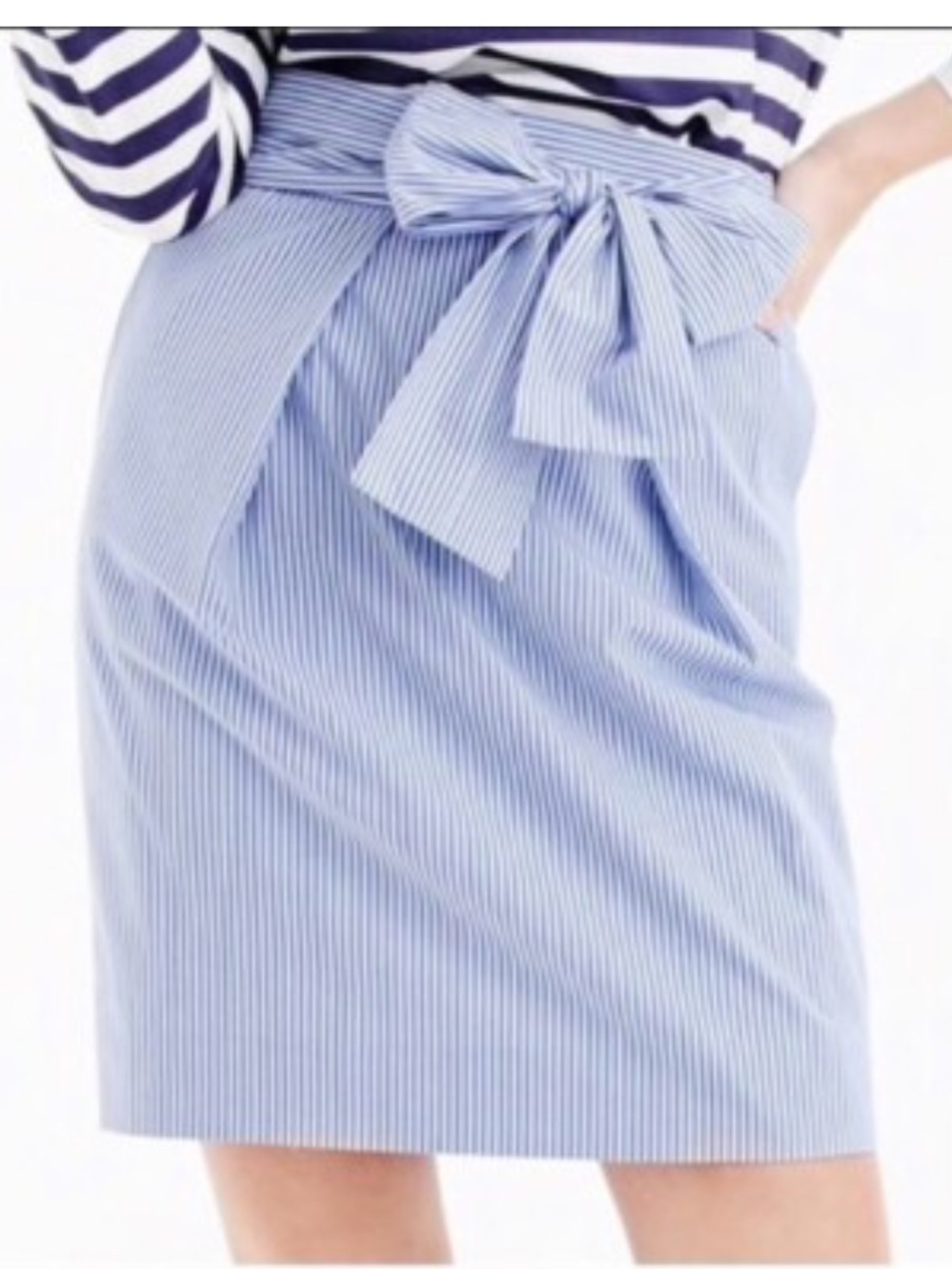 J. Crew Navy & White Striped Tie-Waist Mini Skirt